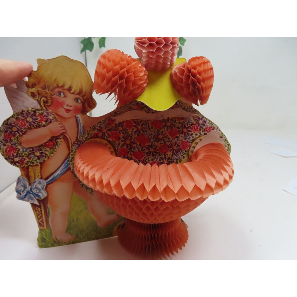 Antique 3D Mechanical Folding Cupid Valentine The Beistle Co USA